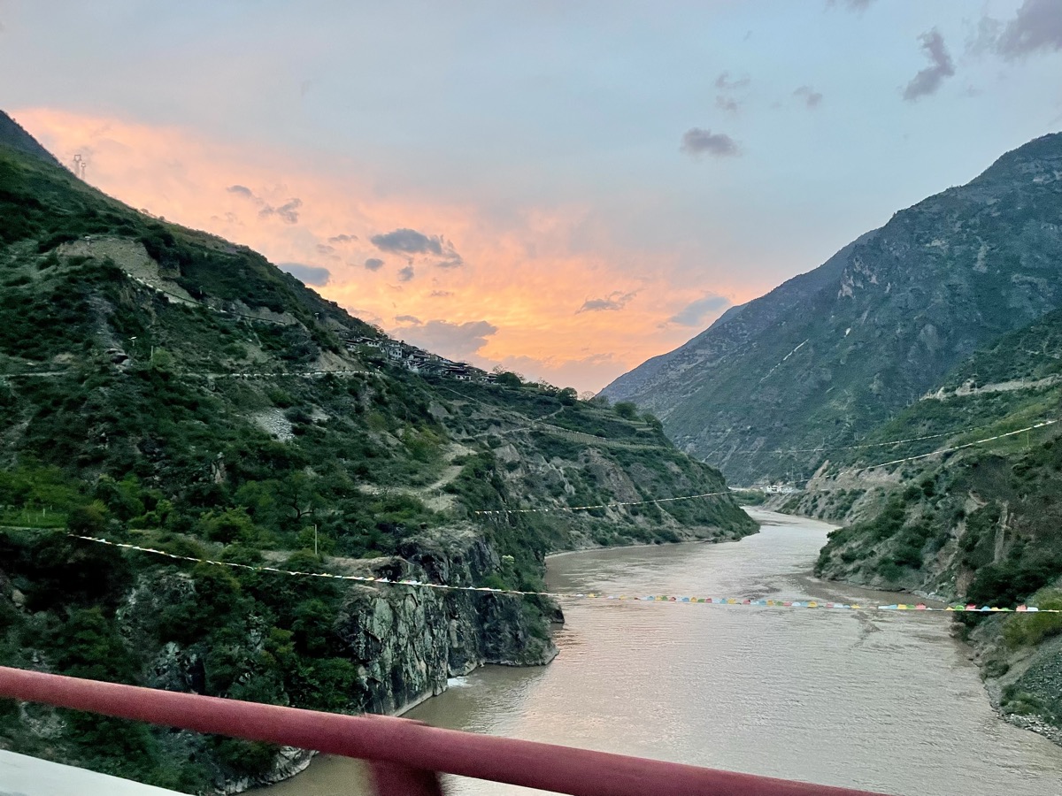 The Lancang River gorge at dusk